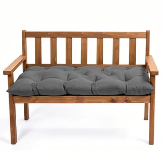 Sitzkissen Bank 100 × 50 × 10cm, Bankauflage Outdoor Weich & Dick Gepolstert, Gartenbank Auflage Wasserabweisend mit Bändern, Sitzpolster für Garten, Balkon & Terrasse (Dunkelgrau, 100 x 50 x 10 cm)