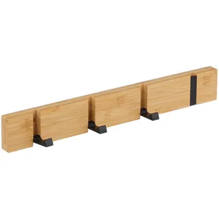 Relaxdays Garderobenleiste , Hellbraun , Holz, Metall , 40x5.5x5 cm , Garderobe, Garderobenhaken, Hakenleisten