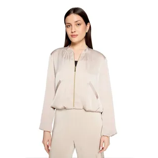 Betty Barclay Jackenblazer BETTY BARCLAY "Blouson mit 3/4 Arm", Damen, Gr. 40, beige (grau beige), Obermaterial: 100% Polyester PES., Blazer Jackenblazer