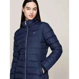 Tommy Jeans Steppmantel »TJW ESSENTIAL HOODED DOWN Coat mit Fellimitat, Logostickerei blau