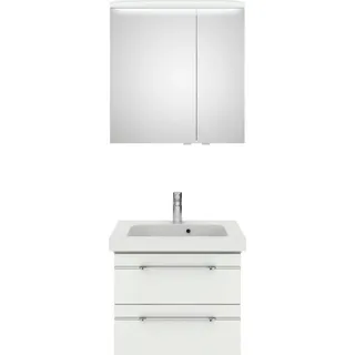 Saphir Badmöbel-Set »Balto Sprint 2-teilig, Mineralmarmor-Waschtisch mit LED-Spiegelschrank« 2 Stk. tlg., weiß