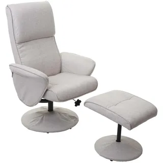 Mendler Relaxsessel Helsinki Stoff/Textil 75 x 114 x 0 cm Beige mit Hocker