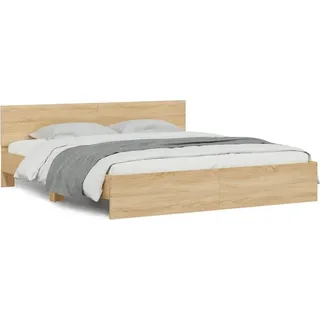 vidaXL Bettgestell mit Kopfteil Sonoma-Eiche 200x200 cm - Braun