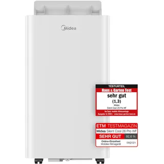 Midea Mobiles Klimagerät Silent Cool 26 Pro WF, 3-in-1 Klimaanlage mit Abluftschlauch, Kühlen&Entfeuchten&Ventilieren, 9000 BTU, 2.6kW, für Räume ca. 80m3(32m2), EEK A
