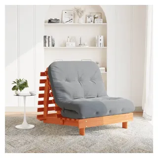 vidaXL Futon Schlafsofa mit Matratze Braun 80x206x11 Massivholz Kiefer