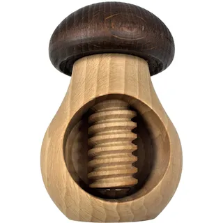 EFO Holz Nussknacker in Pilzform 9x6 cm | Walnussknacker aus robustem Buchenholz für müheloses Knacken | Haselnussknacker mit Schraubmechanik | Holznussknacker rustikal und klassisch