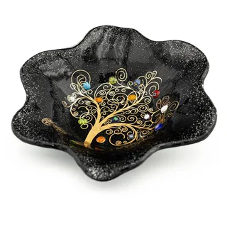 Sospiri Venezia Murano-Glas-Toilettentablett mit handgefertigter Baum des Lebens-Dekoration dekorative Schale Wohndekoration Geschenkidee handgefertigt in Italien (13 x 13 cm)