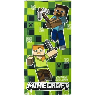 Cerdá LIFE'S LITTLE MOMENTS Minecraft Kinderhandtuch, Grün, 70 x 140 cm, aus 100% Polyester, 240 g/m2, kleines Handtuch, Motiv Minecraft Charaktere, Originalprodukt, entworfen in Spanien