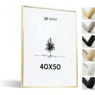 Heimlich® - Bilderrahmen - 40x50 cm, Aluminium, Metall, Gold - Kleiner DIY-Collage-Rahmen mit Folienabdeckung - Nur zur Wandmontage