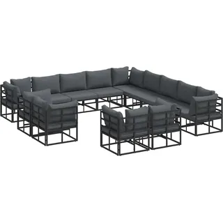 vidaXL Gartensofa-set mit Kissen 13 pcs Schwarz Aluminium - Schwarz