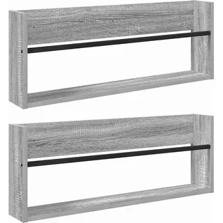 vidaXL Magazinregal 2 pcs Graues Sonoma 80 x 12 x 30 cm Holzwerkstoff - Grau