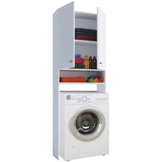 VCM Lona Waschmaschinenschrank 64 x 27 x 182 cm Weiß Kunststoff