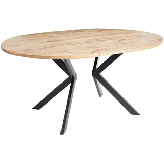 Beliani Esstisch ausziehbar Hellbraun 120-160/120 cm Carlea , Holzwerkstoff , Rund , 120x77x120 cm , Esszimmer, Esstische