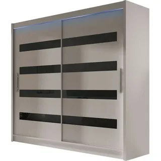 Mirjan24 Schwebetürenschrank London XI 180 x 215 x 58 cm Beige/Schwarz