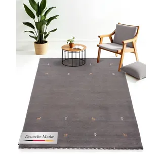 carpetfine Gabbeh Uni Wollteppich 300 x 400 cm Grau