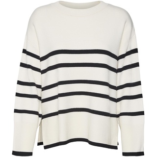 VERO MODA Feinstrick Pullover Oversize Gestreifter Longsleeve Sweater Dropped Shoulder Design VMSABA NOOS