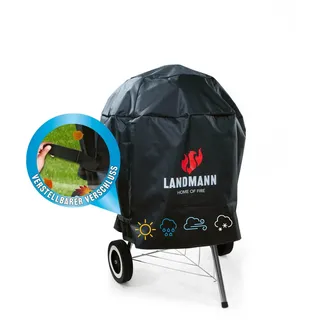 Landmann Grillabdeckung | PVC Grillzubehör - Wetterfest | Abdeckhaube für Grills | Grillhaube, Abdeckplane für Outdoor | Wetterschutzhaube für Grill - reißfest | 70x90 cm, Schwarz