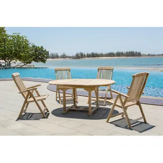 Livetastic Gartentisch , Naturfarben , Holz , Teakholz , massiv , rund , 120x75x120-170 cm , ausziehbar, Schirmloch, wetterfest , Gartenmöbel, Gartentische, Gartentische ausziehbar