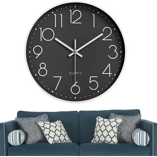 Chedin wanduhr rund ohne Ticken modern wanduhr quarzuhr ohne tickgeräusche groß kinderwanduhr geräuschlos schwarz weiß