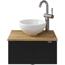 Saphir Waschtisch »Serie 6915 Waschschale mit Unterschrank für Gästebad, Gäste WC«, 51 cm breit, 1 Tür, Waschtischplatte, kleine Bäder, ohne Armatur, schwarz
