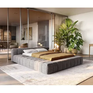 DeLife Polsterbettgestell Espazio 140x200 cm Mikrofaser Grau mit Stauraum