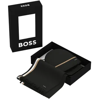 Schal BOSS "Schal Henzo Set 2er Pack", Herren, schwarz, Obermaterial: 51% Polyacryl PAN. 47% Baumwolle CO. 2% Polyester PES., Modetücher Schal