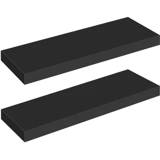 HOOBRO Wandregal, Schweberegal 2er-Set, stabile Wandboards, 60 x 20 x 3,8 cm Hängeregale, mit unsichtbaren Halterungen, für Bad, Schlafzimmer, Küche, Büro, Wohnzimmer, Schwarz EBK60BJ01