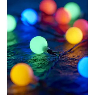Kugel Lichterkette mit 180 bunten Lichtkugeln 17,9 m lang IP44 Innen- und Außenbereich Partylichterkette Deko Weihnachten