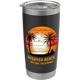 Pfeiffer Beach Big Sur California Vintage Sonnenuntergang Retro Sonne Doppelwandiger Edelstahl-Thermobecher
