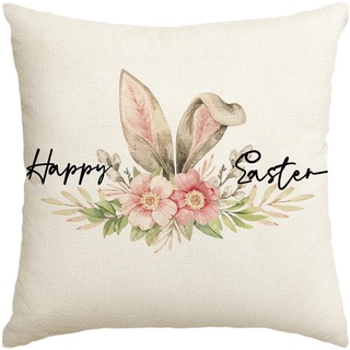 Artoid Mode Hasenohren Frohe Ostern Kissenbezug, 45x45 cm Frühling Sommer Zierkissenbezug Couch Wohnzimmer Deko