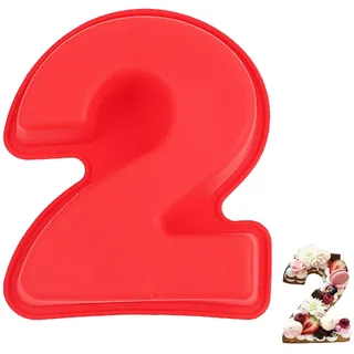 YXHZVON Kuchenform Zahlen Silikon Backform Zahl 2, Groß 3D Number Cake Zahlenbackform, Antihaftige DIY Motivbackformen für Kindergeburtstag, Hochzeit Jubiläum, Geburtstagstorte
