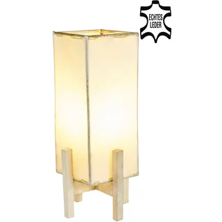Tischlampe Nachttischlampe E27 orientalisch weiß natur Metall 39cm Leuchte Deko