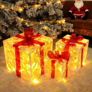 Nettlife Weihnachtsgeschenkbox Bremen III 25/1/25 cm , Rot , Kunststoff , 25x25x25 cm , Dekoration, Weihnachtsdekoration