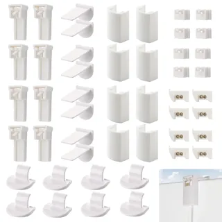 Plissee Ersatzteile Set Klemmträger Zubehör Klemmen 8 Kit 48 Stück Plissee Halterung Ohne Bohren Klemmfix Halterung Ersatzteile Plissee zum Kleben Rollo Halterung Fenster für Fensterläden Jalousien