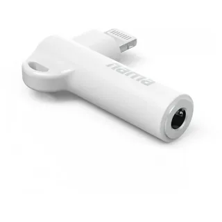 Hama Aux-Adapter Lightning – 3,5-mm-Klinke-Buchse, 90° Winkelstecker, Weiß