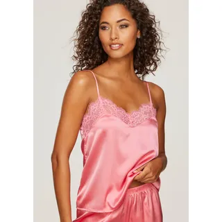 LASCANA Spaghettitop ", Seidentop, Spitzentop, Alana" mit Seide und edler Spitze, Dessous, pink