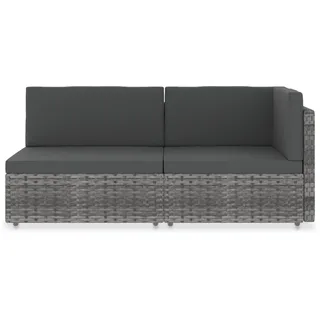 vidaXL Modulares 2-Sitzer-Sofa Poly Rattan Grau - Grau