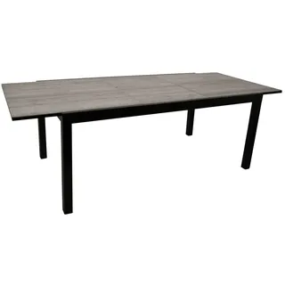 Ausziehtisch FARO 200/300x110cm, Aluminium anthrazit + Glas in Keramikoptik hell