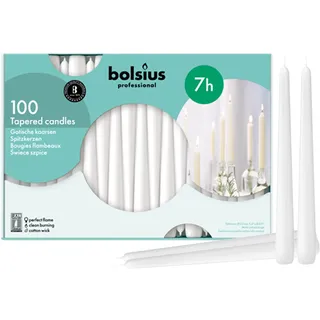 Bolsius Spitzkerze 103400335502, 25,4 cm, weiß, 100 Stück