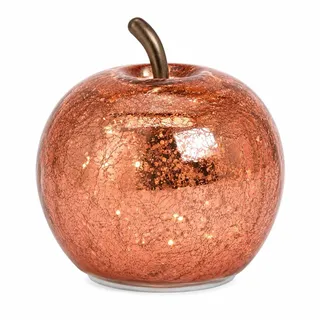 Deko-Figur Apfel mit LED Beleuchtung - 10 LEDs - Obst aus Glas in Metallic Roségold batteriebetrieben inklusive Timer-Funktion Wohnungs-Deko für Herbst, Winter, Advent & Weihnachten Weihnachts-Deko