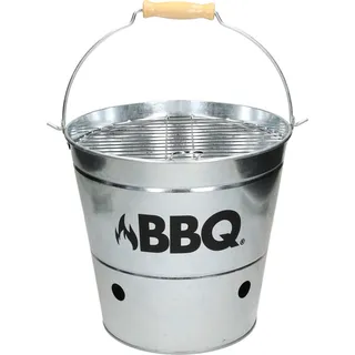 ECD Germany Grilleimer Ø 25cm mit Grillrost und Tragegriff, Eimergrill aus Edelstahl in Silber, Minigrill mit Belüftung, Campinggrill Holzkohlegrill BBQ Grill Picknickgrill Grillkübel Feuerkübel - Silber