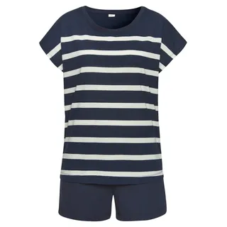 s.Oliver Shorty Set, 2 tlg. mit garngefärbten Streifen im Oberteil, dunkelblau, weiß, gestreift