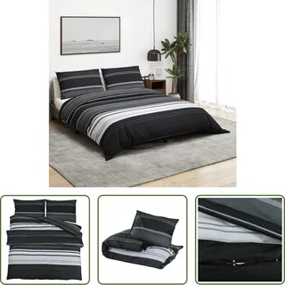 The Living Store Bettwäsche-Set Schwarz und Weiß 200x220 cm Baumwolle