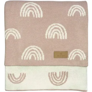 DIKOS® Babydecke Bio Baumwolle Mädchen Regenbögen rosa – 100% GOTS Zertifiziert – Strickdecke – Neugeborenen Baby Decke Erstlingsdecke Altrosa – Kinderwagendecke Geschenk zur Geburt