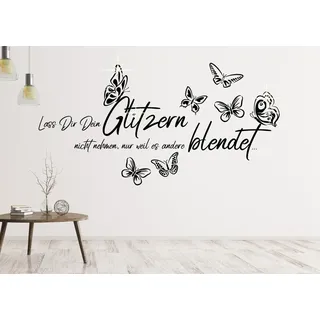tjapalo® a50 Wandtattoo jugendzimmer mädchen sprüche Wandtattoo Wohnzimmer modern lass dir dein Glitzern Wandtatttoo sprüche wohnzimmer Wandsticker Wohnzimmer, Farbe: violett, Größe: B130xH58cm