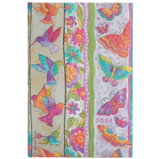 Paperblanks 12-Monatskalender 2024 Kolibri und Schmetterlinge | Vertikal | Mini (100 × 140 mm)