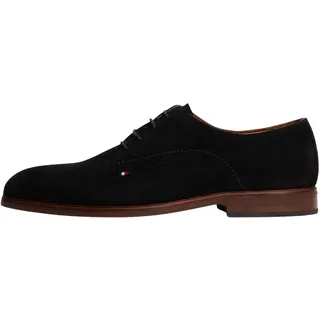 Tommy Hilfiger Herren Derby Schuhe Dress Suede aus Wildleder, Schwarz (Black), 45