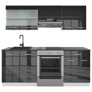 Vicco Küchenzeile R-Line 200 cm Anthrazit Hochglanz/Weiß