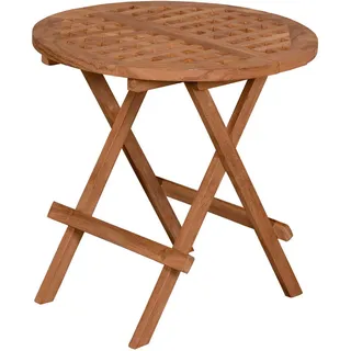 Gardenson Gartenbeistelltisch , Teakfarben , Holz , Teakholz , rund , 50x50 cm , klappbar , Gartenmöbel, Gartentische, Garten-Beistelltische