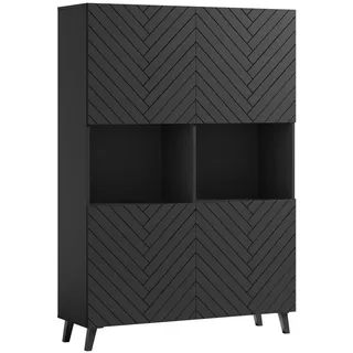 Feldmann-Wohnen Highboard Phuket 120 x 168 x 39 cm Schwarz / Graphit